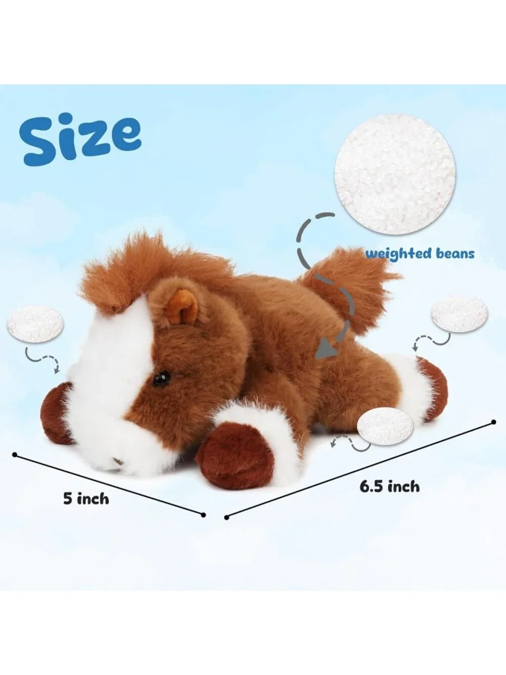 Horse Stuffed Animal Plush Toy Cute Soft Pocket Size Gift for Kids Girls
